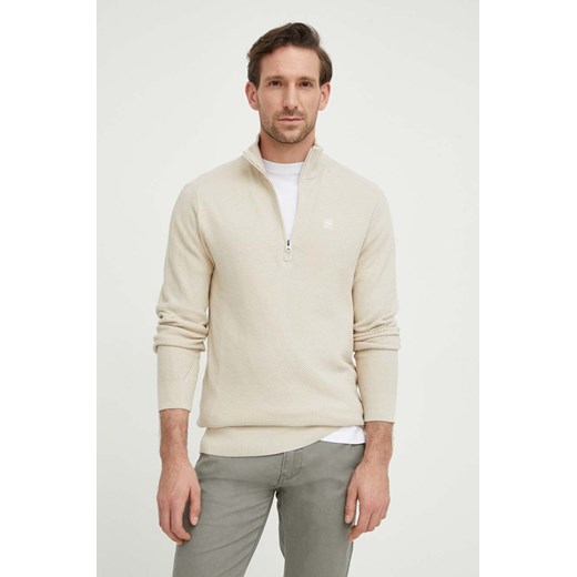 G-Star Raw sweter bawełniany kolor beżowy lekki ze sklepu ANSWEAR.com w kategorii Swetry męskie - zdjęcie 169112787