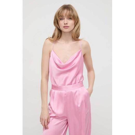 Twinset top damski kolor różowy gładka ze sklepu ANSWEAR.com w kategorii Bluzki damskie - zdjęcie 169112917