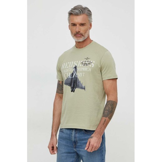 Aeronautica Militare t-shirt bawełniany męski kolor zielony z nadrukiem ze sklepu ANSWEAR.com w kategorii T-shirty męskie - zdjęcie 169112959