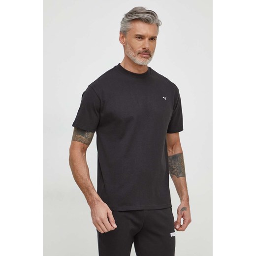 Puma t-shirt bawełniany  MMQ męski kolor czarny gładki 624009 ze sklepu PRM w kategorii T-shirty męskie - zdjęcie 169122656