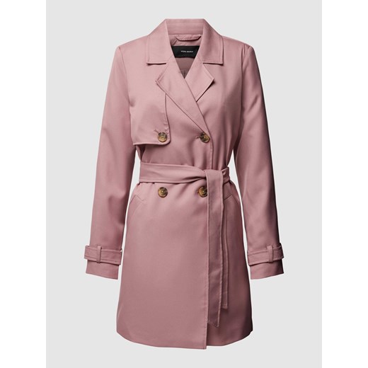 Krótki płaszcz z wiązanym paskiem model ‘CELESTE’ ze sklepu Peek&Cloppenburg  w kategorii Płaszcze damskie - zdjęcie 169123906