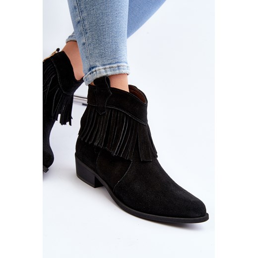 Damskie Botki Zamsz Czarne Lewski Shoes 2808/L Zazoo 40 ZAZOO