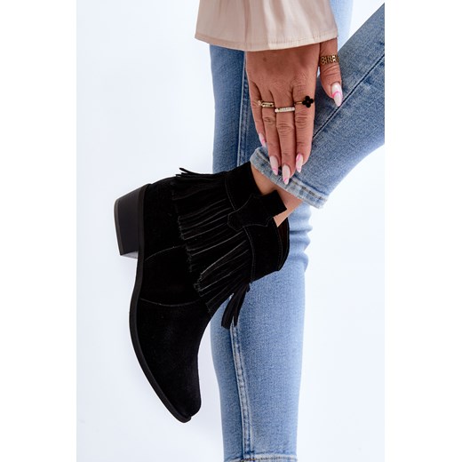 Damskie Botki Zamsz Czarne Lewski Shoes 2808/L Zazoo 41 ZAZOO