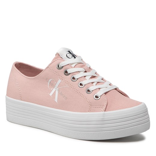 Tenisówki Calvin Klein Jeans Vulcanized Flatform Laceup Co YW0YW00254 Rose Smoke 40 eobuwie.pl