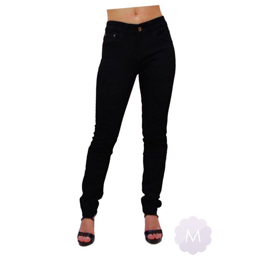 Eleganckie czarne jeansy lekko zwężane z wysokim stanem Vavell (ZS2316) mercerie-pl czarny elegancki
