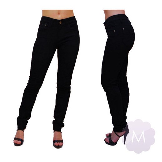 Eleganckie czarne jeansy lekko zwężane z wysokim stanem Vavell (ZS2316) mercerie-pl czarny jeans