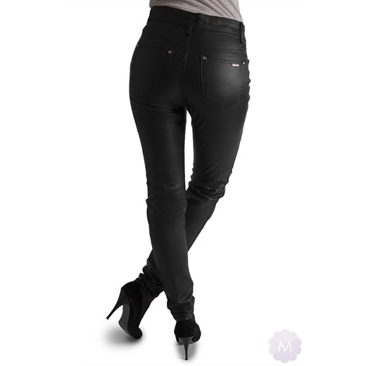 Czarne spodnie rurki ala skóra z wyższym stanem (Miss RJ YH4004) mercerie-pl czarny damskie