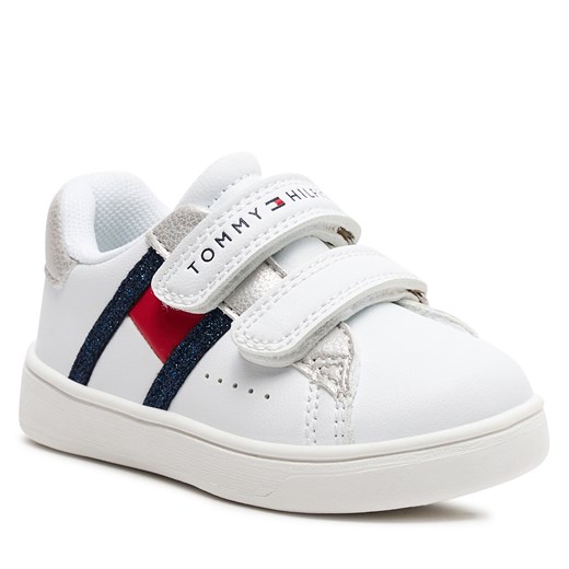 Buty sportowe dziecięce Tommy Hilfiger na wiosnę białe na rzepy 