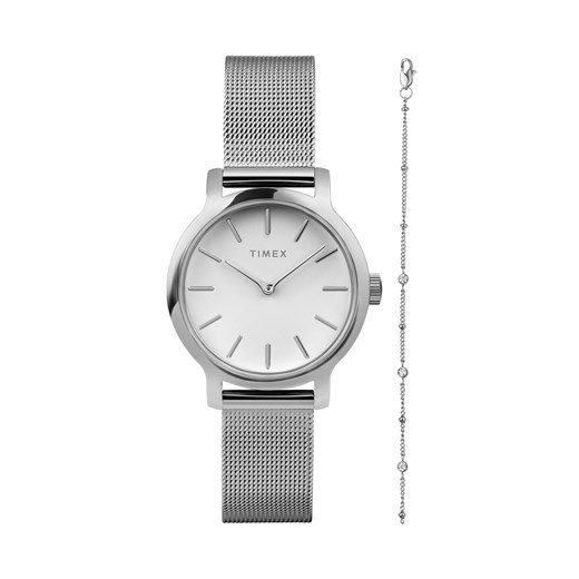 Zestaw zegarek i bransoletka Timex Trend Transcend TWG064000 Srebrny ze sklepu eobuwie.pl w kategorii Zegarki - zdjęcie 169128685