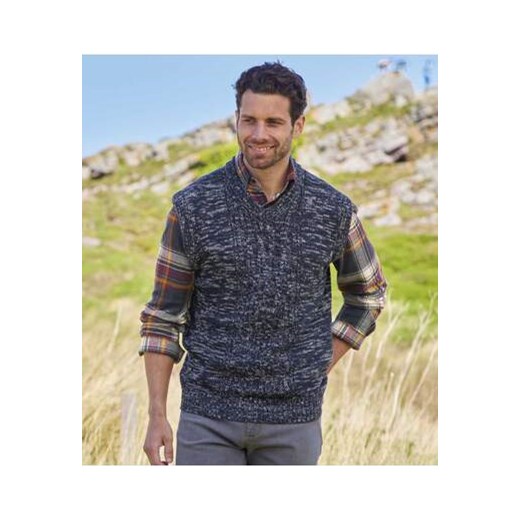 Trykotowy sweter bez rękawów  z dekoltem w serek ze sklepu Atlas For Men w kategorii Swetry męskie - zdjęcie 169130746