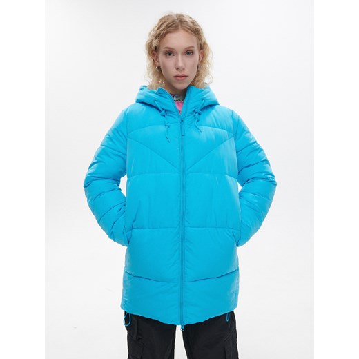 Cropp - Niebieska kurtka puffer z kapturem - niebieski Cropp S okazja Cropp