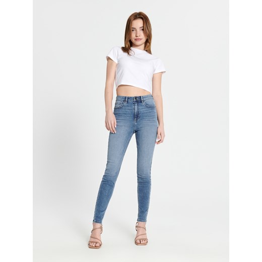 Sinsay - Jeansy skinny high waist - niebieski Sinsay 34 Sinsay