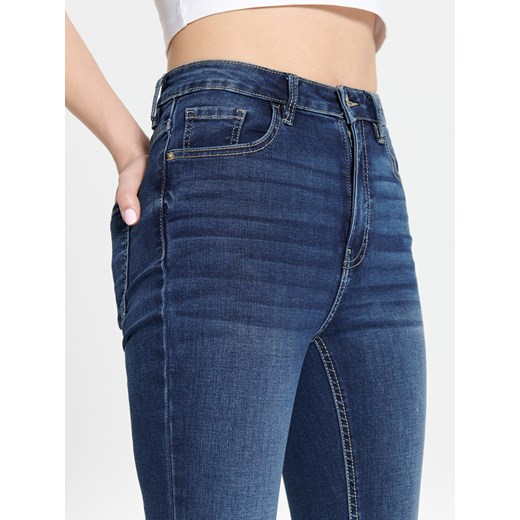 Sinsay - Jeansy skinny high waist - granatowy Sinsay 44 Sinsay