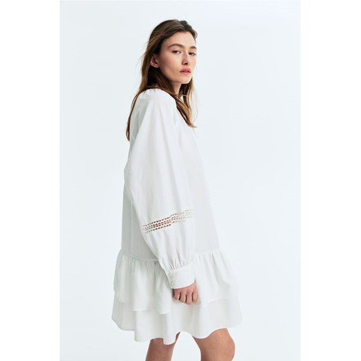 H & M - Tunikowa sukienka z koronką - Biały H & M L H&M