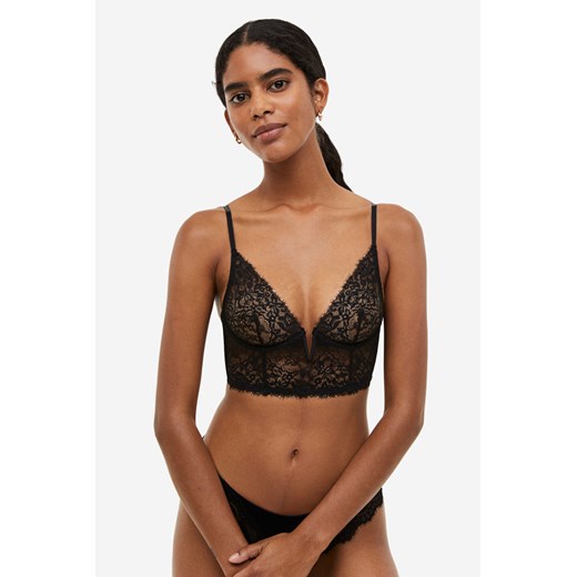 H & M - Nieusztywniany półgorset koronkowy - Czarny H & M 70C H&M