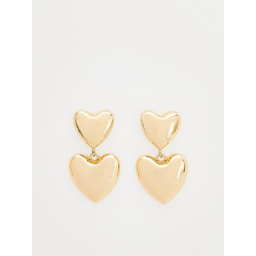 Reserved - Pozłacane wiszące kolczyki serca - złoty ze sklepu Reserved w kategorii Kolczyki - zdjęcie 169144909