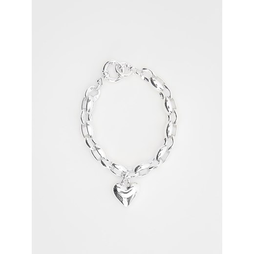 Reserved - Posrebrzana bransoletka z zawieszką w kształcie serca - srebrny ze sklepu Reserved w kategorii Bransoletki - zdjęcie 169144917