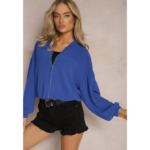 Granatowa Bluza Sportowa Bomberka z Suwakiem Memioria ze sklepu Renee odzież w kategorii Bluzy damskie - zdjęcie 169147398