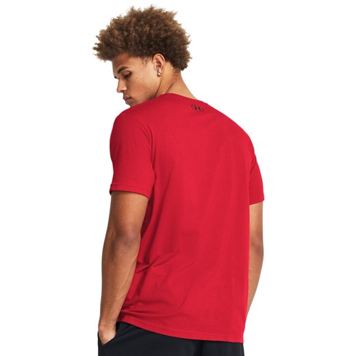 Męski t-shirt z nadrukiem Under Armour UA Foundation Short Sleeve - czerwony ze sklepu Sportstylestory.com w kategorii T-shirty męskie - zdjęcie 169160879