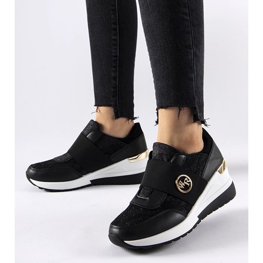 Czarne wsuwane sneakersy na koturnie Salida ze sklepu gemre w kategorii Buty sportowe damskie - zdjęcie 169163415