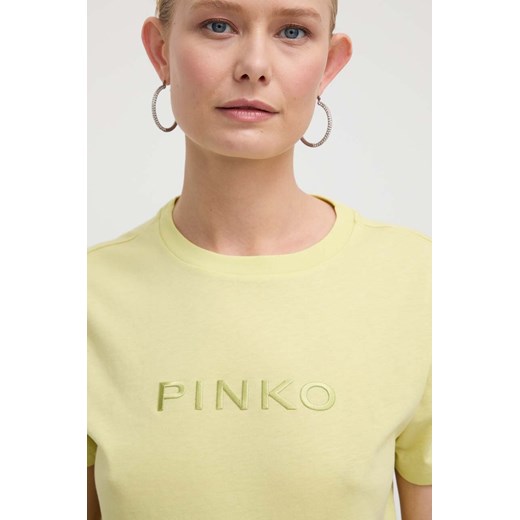 Pinko t-shirt bawełniany damski kolor żółty Pinko L ANSWEAR.com
