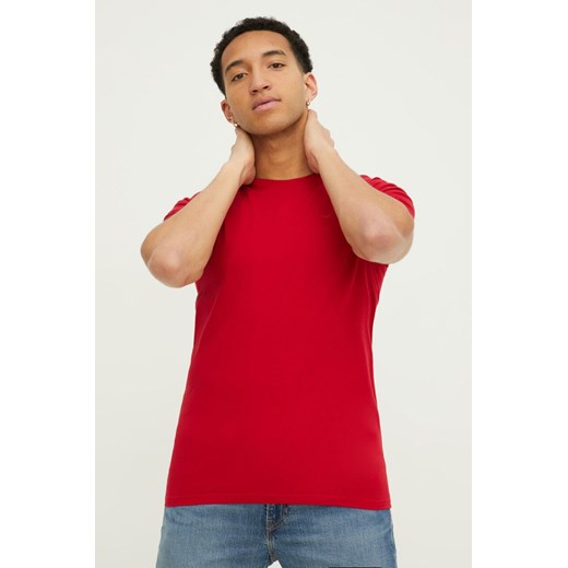 Hollister Co. t-shirt bawełniany męski kolor czerwony gładki Hollister Co. XS ANSWEAR.com