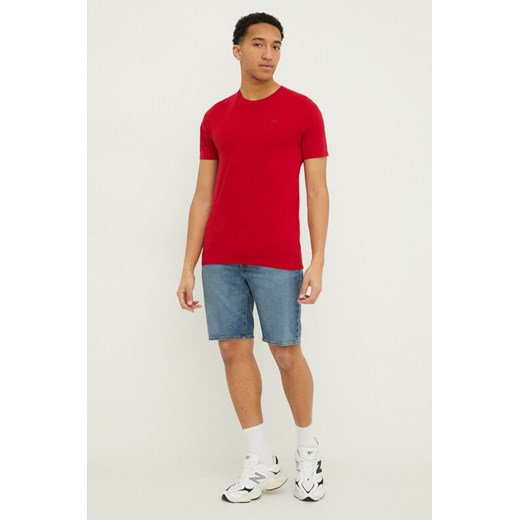 Hollister Co. t-shirt bawełniany męski kolor czerwony gładki Hollister Co. XXL ANSWEAR.com