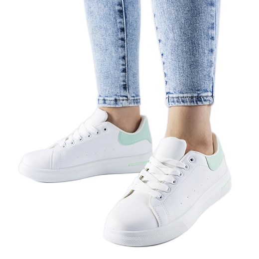 Biało-zielone sneakersy Leland białe ze sklepu ButyModne.pl w kategorii Buty sportowe damskie - zdjęcie 169167346