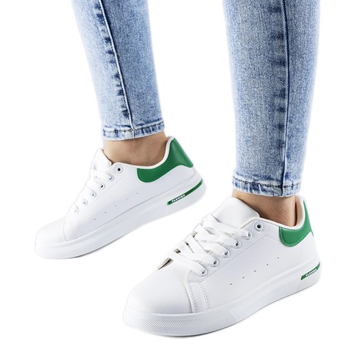 Biało-zielone sneakersy Leland białe ze sklepu ButyModne.pl w kategorii Trampki damskie - zdjęcie 169167347