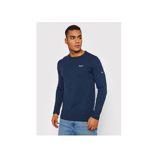 Pepe Jeans Longsleeve Original Basic 2 PM508211 Granatowy Slim Fit ze sklepu MODIVO w kategorii T-shirty męskie - zdjęcie 169180275
