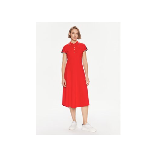 Tommy Hilfiger Sukienka codzienna WW0WW41269 Czerwony Regular Fit ze sklepu MODIVO w kategorii Sukienki - zdjęcie 169185639