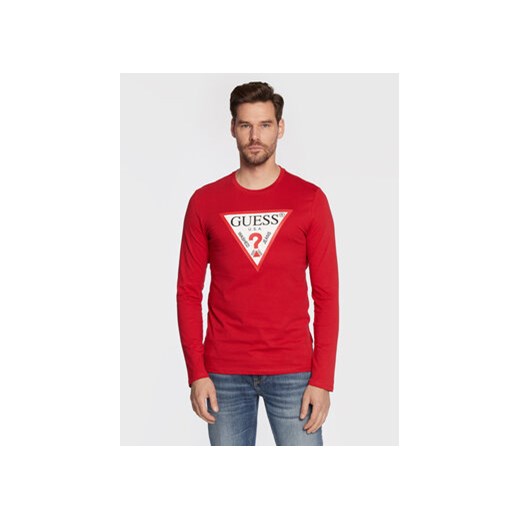 Guess Longsleeve M2YI31 I3Z11 Czerwony Slim Fit ze sklepu MODIVO w kategorii T-shirty męskie - zdjęcie 169186287