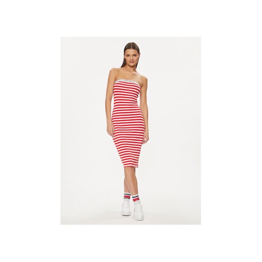 Tommy Jeans Sukienka letnia Logo Tape DW0DW17922 Czerwony Slim Fit ze sklepu MODIVO w kategorii Sukienki - zdjęcie 169186375