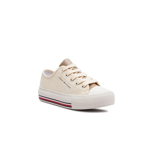 Tommy Hilfiger Trampki Low Cut Lace-Up Sneaker T3A9-33185-1687 M Beżowy Tommy Hilfiger 34 MODIVO