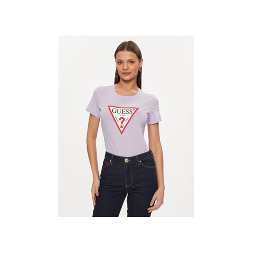 Guess T-Shirt W1YI1B I3Z14 Fioletowy Slim Fit ze sklepu MODIVO w kategorii Bluzki damskie - zdjęcie 169186476