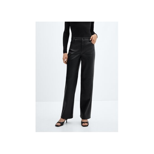 Mango Spodnie z imitacji skóry High 67060463 Czarny Regular Fit ze sklepu MODIVO w kategorii Spodnie damskie - zdjęcie 169187207