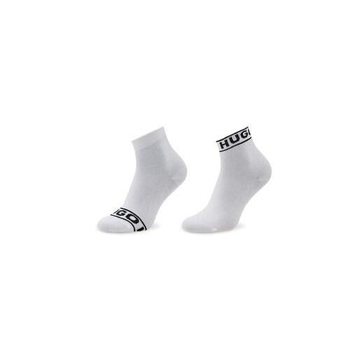Hugo Zestaw 2 par wysokich skarpet damskich Logo 50469291 Biały 39_42 MODIVO