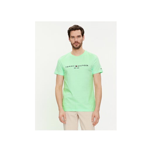 Tommy Hilfiger T-Shirt Logo MW0MW11797 Zielony Slim Fit ze sklepu MODIVO w kategorii T-shirty męskie - zdjęcie 169189055