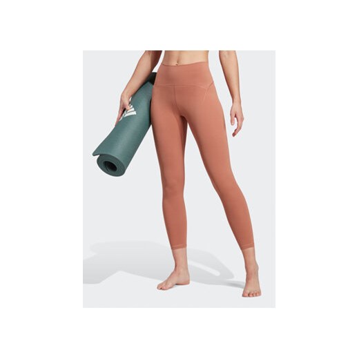 adidas Legginsy Yoga Studio Luxe 7/8 Leggings HR5415 Brązowy ze sklepu MODIVO w kategorii Spodnie damskie - zdjęcie 169189786