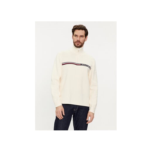 Tommy Hilfiger Sweter Global Stripe MW0MW33508 Beżowy Regular Fit ze sklepu MODIVO w kategorii Swetry męskie - zdjęcie 169191539