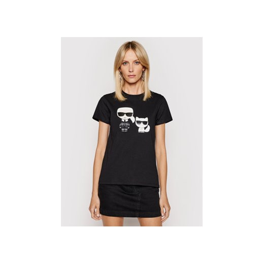 KARL LAGERFELD T-Shirt Ikonik & Choupette 210W1724 Czarny Regular Fit Karl Lagerfeld XS okazja MODIVO
