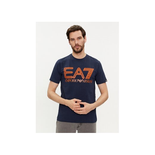 EA7 Emporio Armani T-Shirt 3DPT37 PJMUZ 1554 Granatowy Regular Fit ze sklepu MODIVO w kategorii T-shirty męskie - zdjęcie 169191805