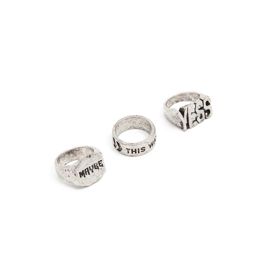 Cropp - 3 pack pierścionków z napisami - srebrny ze sklepu Cropp w kategorii Sygnety - zdjęcie 169197265