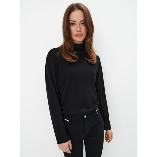 Mohito - Czarna bluzka ze stójką - czarny ze sklepu Mohito w kategorii Bluzki damskie - zdjęcie 169197968