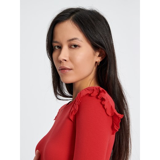 Sinsay - Bluzka z falbankami - czerwony Sinsay XXL Sinsay