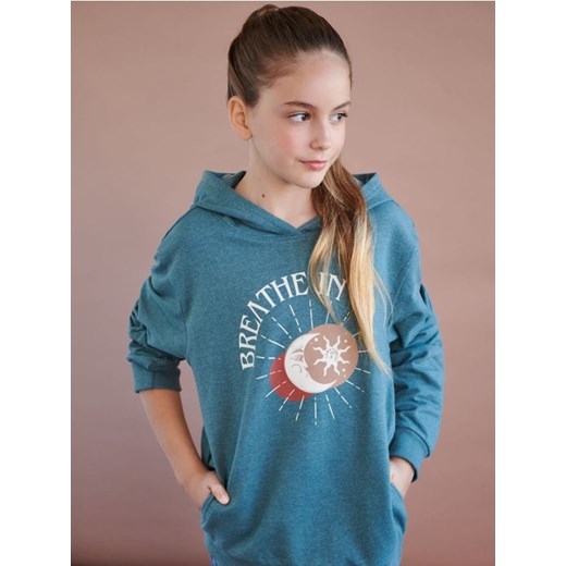 Sinsay - Bluza z kapturem - turkusowy ze sklepu Sinsay w kategorii Bluzy dziewczęce - zdjęcie 169199216