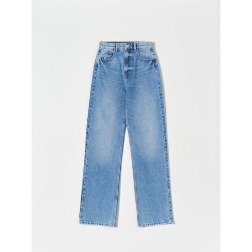 Sinsay - Jeansy wide leg high waist - niebieski Sinsay 42 Sinsay