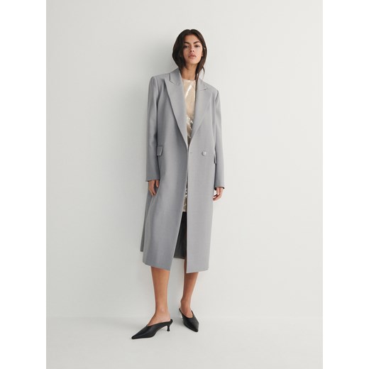 Reserved - Płaszcz w stylu garniturowym - szary ze sklepu Reserved w kategorii Płaszcze damskie - zdjęcie 169200856