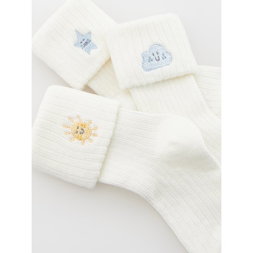 Reserved - Skarpetki 3 pack - złamana biel Reserved 16/18 Reserved