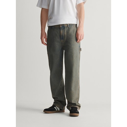 Reserved - Jeansy straight z efektem sprania - indigo jeans Reserved 28 Reserved